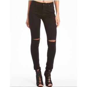 Just Black JB Slit Knee Skinny Jeans Sz 24, Stretch, Ankle, Faded Black, Pockets